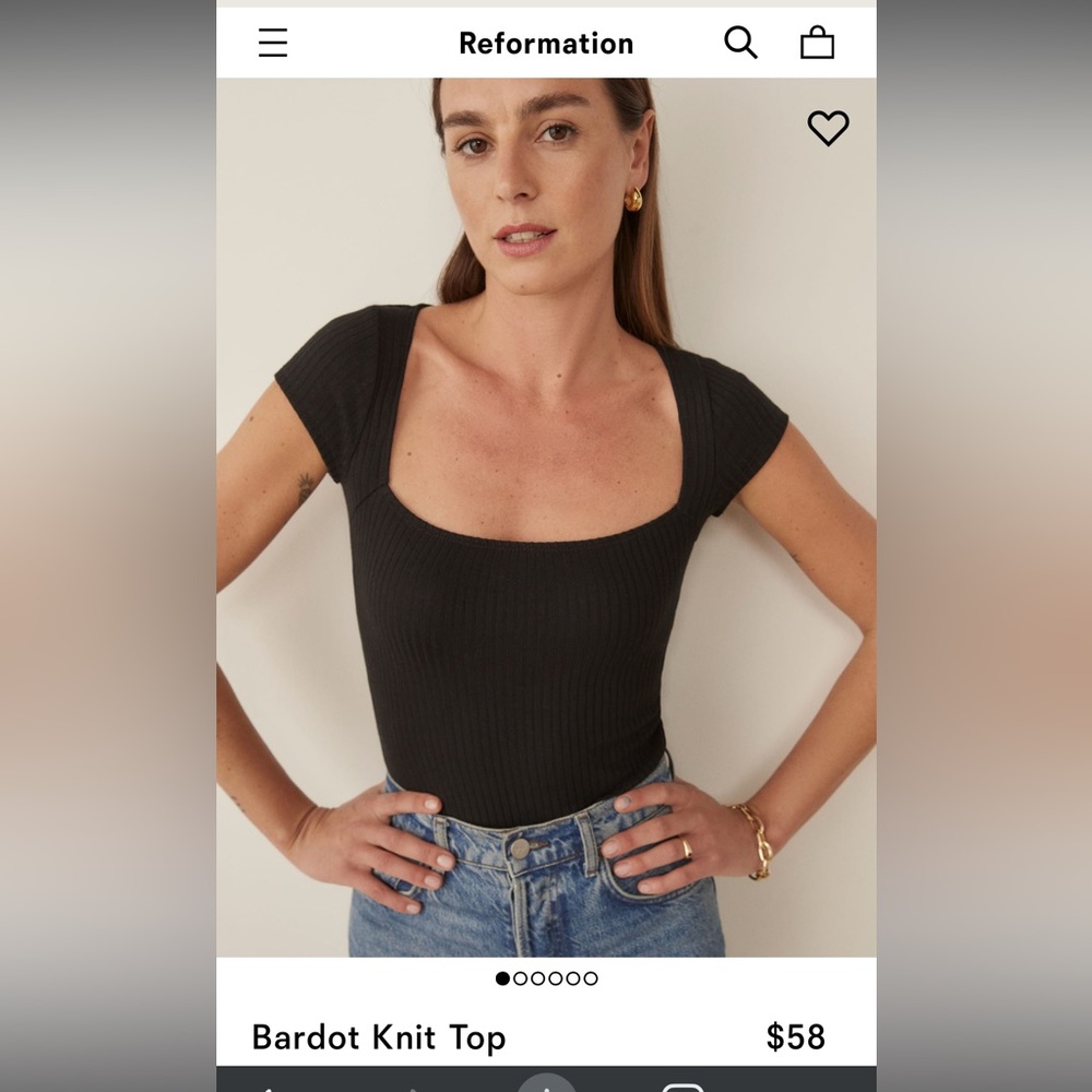 Reformation Bardot Knit Square Neck Top S